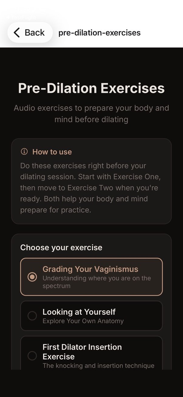 TVZ pre-dilation audio exercises